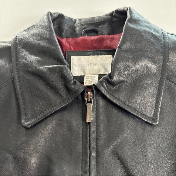 Vintage Worthington Full Zip Leather Jacket Women’s M Black Motto City Biker EUC - Picture 14 of 14